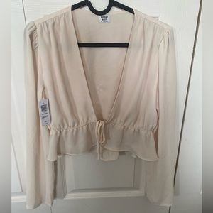 Aritzia x Little Moon tie blouse in cream